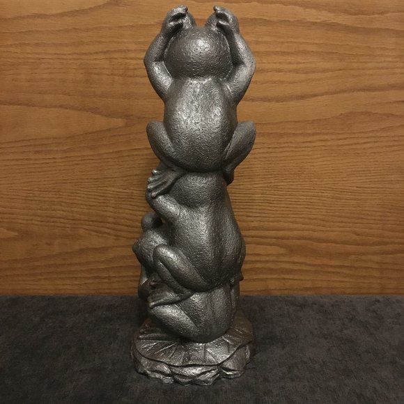 Garden Statue Gunmetal Grey 'See, Hear, Speak No Evil' Frog Totem - Picture 2 of 10